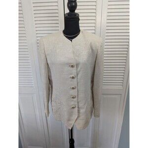 Herbert Grossman Cynthia Sobel Vtg Women's 14 Cream Damask Blazer Designer NEW